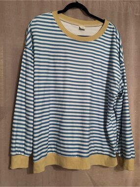Blue & Yellow Preppy Striped Sweater
